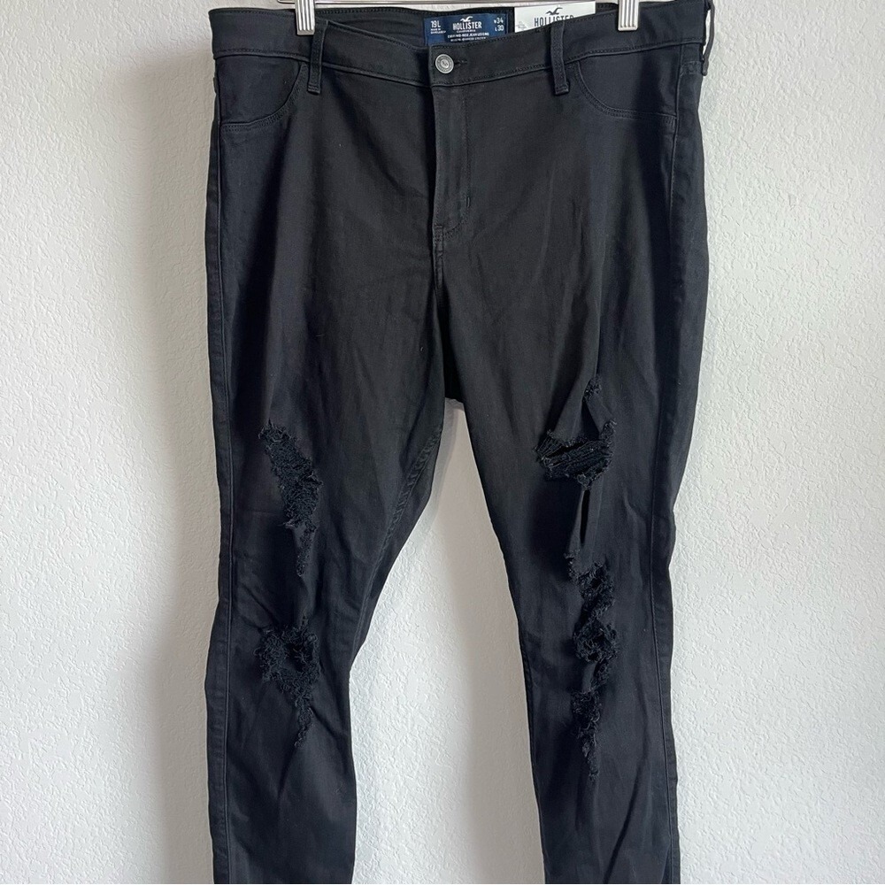 Hollister Women's Black Curvy Mid-rise Distressed Jean Legging  19R /‎ 34W NWT - Picture 4 of 11